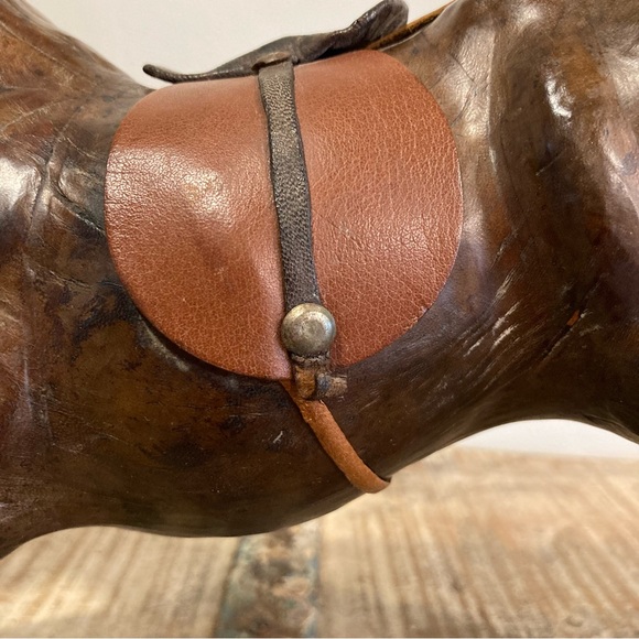 Vintage Leather Wrapped Bucking Horse Figure Statue Western Rustic Brown 15 3/4” - Picture 9 of 16